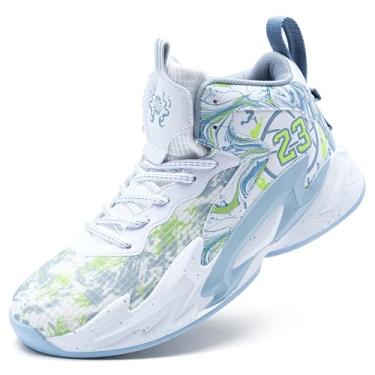 Imagem de Tênis de basquete masculino de cano alto com suporte de amortecimento de malha respirável e sola antiderrapante(Beige-gray,37 BR)