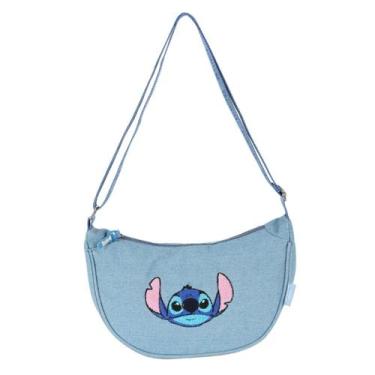 Imagem de Bolsa Transversal Jeans Meia Lua Stitch Disney - Luxcel