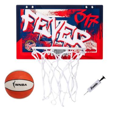 Imagem de Franklin Sports Cesta de basquete WNBA Indiana Fever Over The Door - Cesta de basquete infantil com mini bola - Minicarro WNBA Fan Shop para quarto + escritório