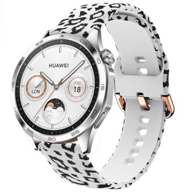 Imagem de DEALELE Pulseiras de silicone compatíveis com Samsung Galaxy Watch 3 de 45 mm/Galaxy de 46 mm, 22 mm para Huawei Watch GT5 / GT5 Pro / 4/4 Pro / 3/3 Pro / GT4 / GT3 / GT2 de 46 mm (branco leopardo)