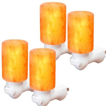 Imagem de Reppkyh Lâmpada De Sal Do Himalaia Com 4 Peças, Luz Noturna, Ajustável Em 360 Graus, Para Quarto