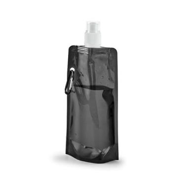 Imagem de Squeeze garrafa de água garrafinha dobrável levar na bolsa para academia 460ml Transparente (Preto,3)