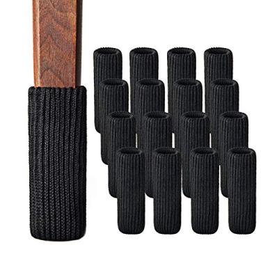 Imagem de Sprytenzi Protetores De Pernas Cadeira Para Pisos Madeira, Meias Malha Elásticas Antiderrapantes E Sem Arranhões, Adequadas A Maioria Dos Pés Redondos Ou Quadrados, 16 Peças, Pretas