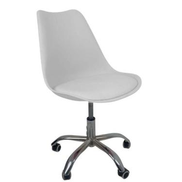 Imagem de Cadeira Office Base Cromada Com Rodizio Giratória Saarinen Branco - Of