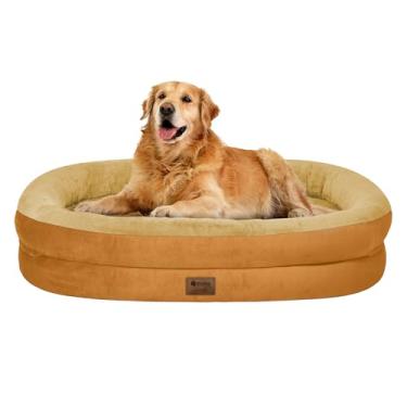 Imagem de Cama ortopédica impermeável para cães grande: Cama de cachorro lavável com espuma viscoelástica com reforços - GG capa lavável removível para animais de estimação de tamanho médio e grande - fundo