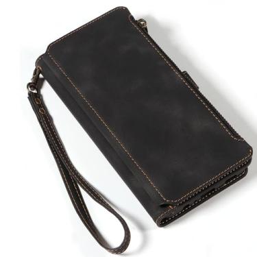 Imagem de LYJSMGZ Capa de couro para Samsung Galaxy S25 Edge, capa flip carteira com zíper com alça de pulso capa de proteção contra quedas fecho magnético capa macia, preta, borda S25