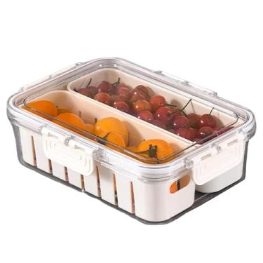 Imagem de Pote Cesto Organizador Transparente Hermético com Tampa Empilhável com Divisórias Internas Multiuso - Caixa Organizadora Ideal para Geladeira, Alimentos, Frutas, Legumes