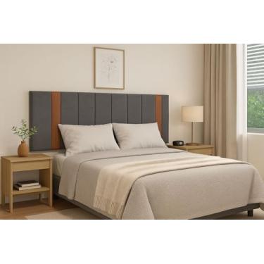 Imagem de Cabeceira Box Estofada Casal Para Cama Box 1.40 (IMPERIO 140 CINZA/CARAMELO)