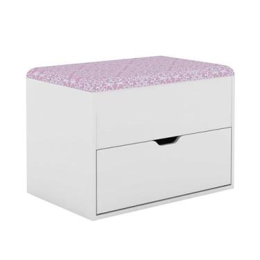 Imagem de Puff Baú Organizador 68x49,5x45 cm Branco Tecido 408 - Tecnomobili