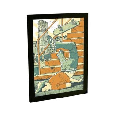 Imagem de Quadro Decorativo Engraçado Skate Ilustração Queda Cara No Chão Decoração Poster Quarto Sala