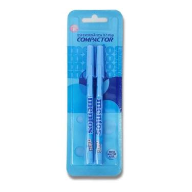 Imagem de Caneta Esferográfica, Pop Mentos, 0,7 mm, Blister com 02 Azul, Compactor