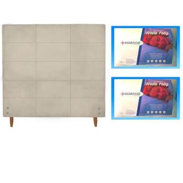 Imagem de Cabeceira Anita 1.40 para cama casal suede bege(Compre e leve 2 traves