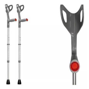 Imagem de Par (2 unidades) Bengala Muleta Auxiliar Ortopédica 10 Níveis Regulagem Capacidade 120kg(Cinza)