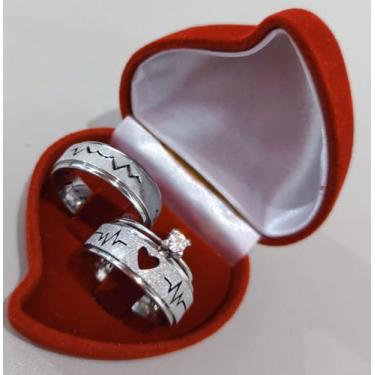 Imagem de Alianças de aço inox para namoro ( LEVE DE BRINDE UM LINDO ANEL SOLITA