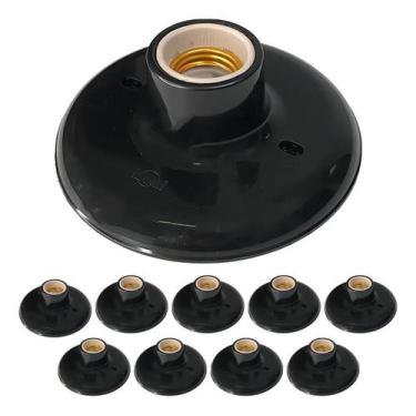 Imagem de Kit 10 Plafonier Plafon 100W Bocal Preto Soquete E27 Teto - Ilumi