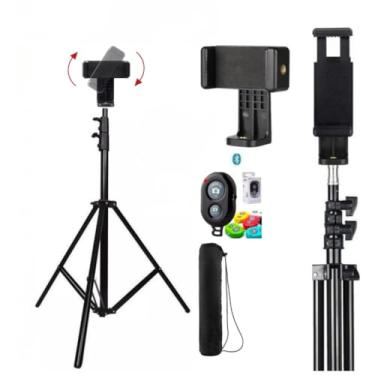 Imagem de Tripé Profissional Para Câmera E Celular + Bolsa + Controle e Para Celular (200cm Suporte e Controle)
