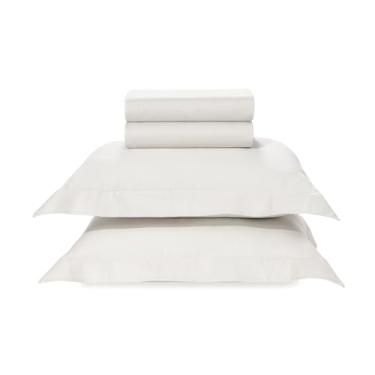 Imagem de Karsten Jogo de Cama Bossa Branco King 100% Algodão 300 Fios 4 Peças