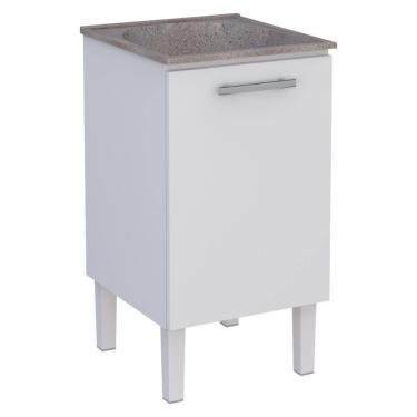 Imagem de Gabinete Para Lavanderia Em Aço Com Tanque Surubim Branco