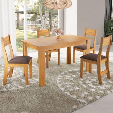 Imagem de Mesa de Jantar 4 Lugares Nadia Marrom/Fume - Pnr Móveis