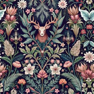 Imagem de Yun-aeon Papel de parede para descascar e colar de veado e natureza - 43,9 cm x 762 cm (36 pés quadrados) Papel de parede removível florestal para plantas Papel de parede vinil autoadesivo floral art