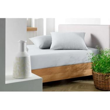 Imagem de Lençol De Malha 100% Algodão Com Elástico Queen Soft - Cinza Gelo