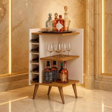 Imagem de Adega De Canto Aparador Malbec Pés Palito Para Bebidas - Cores - Compr