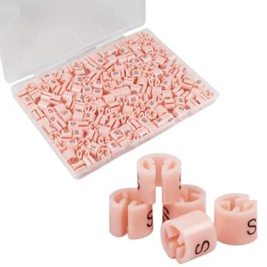 Imagem de Yinpecly 150 peças de plástico cabide tamanho color-coding vestuário tamanho marcadores de tamanho, ajuste 3,5 mm haste para roupas números de encaixe etiquetas acessórios, código de cor, (Rosa-S)