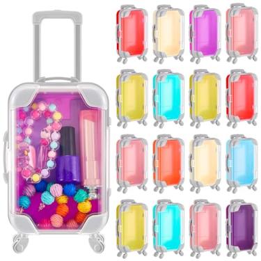 Imagem de Juexica Caixa de presente de plástico com 30 peças, mini mala, caixa de doces vazia, caixa de embalagem de cílios postiços, miniatura, para viagens, festas temáticas e celebrações