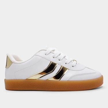 Imagem de Tênis Infantil Molekinha 258210212638 Menina, Branco, Dourado, 29