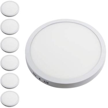 Imagem de Kit 7x Painel Plafon Sobrepor Alumínio Redondo LED 12W 15x15 Bivolt Branco Frio