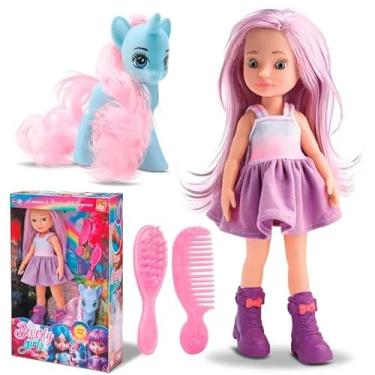 Imagem de Boneca Beverly Girls Unicórnio com Acessórios – Bee Toys – Com Unicórnio, Escova e Pente – Brinquedo Infantil para Meninas