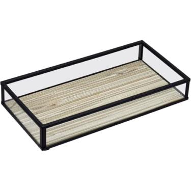 Imagem de BANDEJA PARA SERVIR DECORATIVA HOME&CO VIDRO 3x10x20cm BEGE