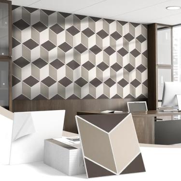 Imagem de Pacote com 12 painéis acústicos, painéis autoadesivos à prova de som para paredes, painéis decorativos de amortecimento de som de impressão 3D texturizada, azulejos de absorção de som para estúdio