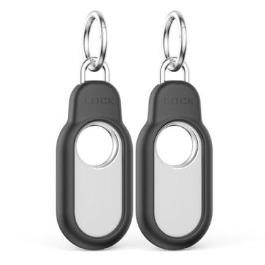 Imagem de Pacote com 2 capas compatíveis com Samsung Galaxy SmartTag2 TUDIOW com suporte de trava segura para Smart Tag 2, capa protetora antiperda para Samsung Galaxy SmartTag 2 (2023) (preto + preto)