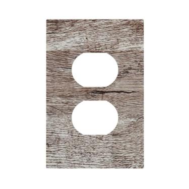 Imagem de Xuejiaku Capas de tomada rústica, cinza escuro, tábua de madeira, textura vintage, 1 gangue, interruptor de luz, placa decorativa de parede, capa de soquete, placa elétrica para decoração de casa de