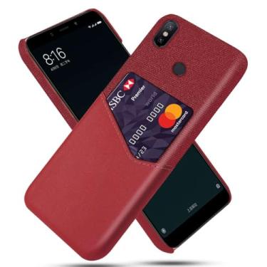 Imagem de Capa para Xiaomi Mi A2,Tela e tampa de couro PU,Antideslizante,360°cobertura completa à prova de choque com 1 slot de cartão atrás,Prevenção de queda-Red