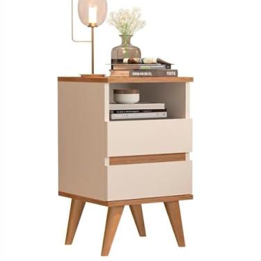 Imagem de Mesa de Cabeceira Moderna Pop com Acabamento brilhoso da cor Off/White