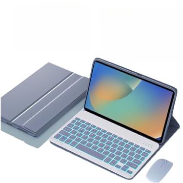 Imagem de Capa Protetora para Tablet，Capa de 8,7" com Suporte para Caneta e Teclado Iluminado + Mouse(Lavanda Cinza)