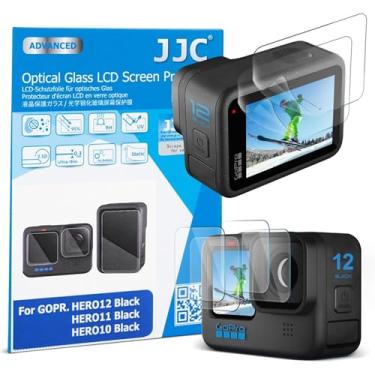 Imagem de JJC Pacote com 2 protetores de tela para câmera Gopro Hero12 11 10 preta, ultrafino, antiimpressões digitais, antirarranhões, dureza 9H, 2,5D, bordas arredondadas, protetor de vidro temperado