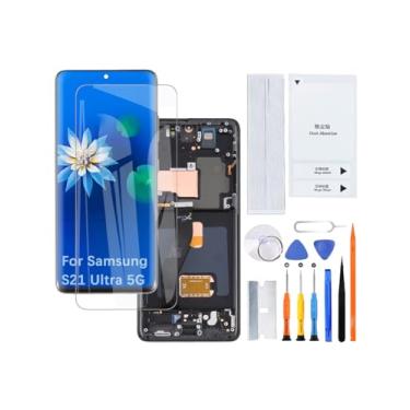 Imagem de Kit de montagem de tela LCD para Samsung Galaxy S21 Ultra 5G TFT G998B G998B/DS G998U (preto com moldura, sem impressão digital, tela não curva)