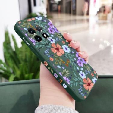 Imagem de Capa de celular com estampa de flores para OnePlus 11, 11R, 10, 10R, 10T, 9R, 9RT, 9, 8T, 8, 7, 7T Pro 5G, capa de silicone líquido, verde escuro, para OnePlus 10T