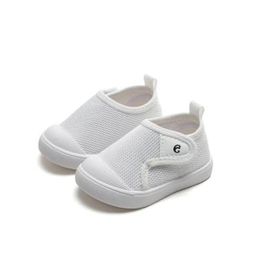 Imagem de GENGASUN Tênis infantil de lona para meninas e meninos com tira ajustável com estampa de desenho animado, B - branco, 17