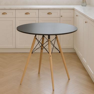 Imagem de Mesa Desing Elegante Moderno Eiffel Eames 70cm Redonda Cor Preto