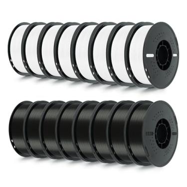Imagem de Kingroon Filamento PLA de 16 kg 1,75 mm, filamento de impressora 3D, precisão dimensional +/- 0,02 mm, serve para a maioria das impressoras FDM, 1 kg x 16 carretéis (8 pretos + 8 brancos)