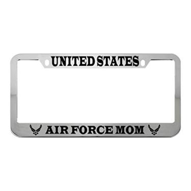 Imagem de Speedy Pros Us Air Force Mom Military Zinc Metal License Plate Frame Car Auto Tag Holder - Chrome 2 Holes