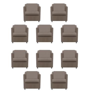 Imagem de Kit 10 Poltronas Bia Decorativa Reforçada Recepção Clinica Salão Sala De Estar Suede