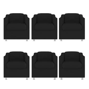 Imagem de Kit 6 Poltronas Bia Decorativa Reforçada Recepção Clinica Salão Sala De Estar Suede