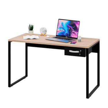 Imagem de Mesa Para Escritório Estilo Industrial 1,35m 30mm Com Gaveteiro (Carvalho)