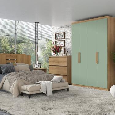 Imagem de Guarda-roupa 4 Portas 120cm X 220cm Milan Capuccino/Menta