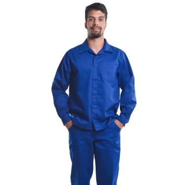 Imagem de Camisa Profissional Aberta Mangas Longas Botões Azul Royal